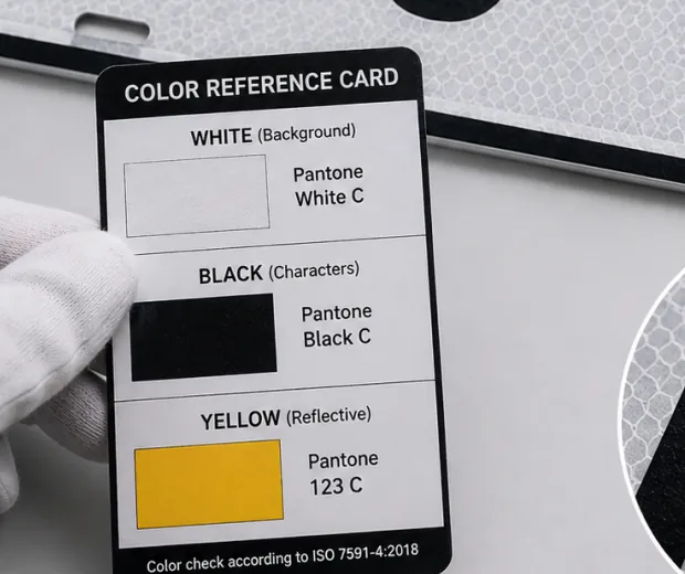Color reference comparison for license plate production