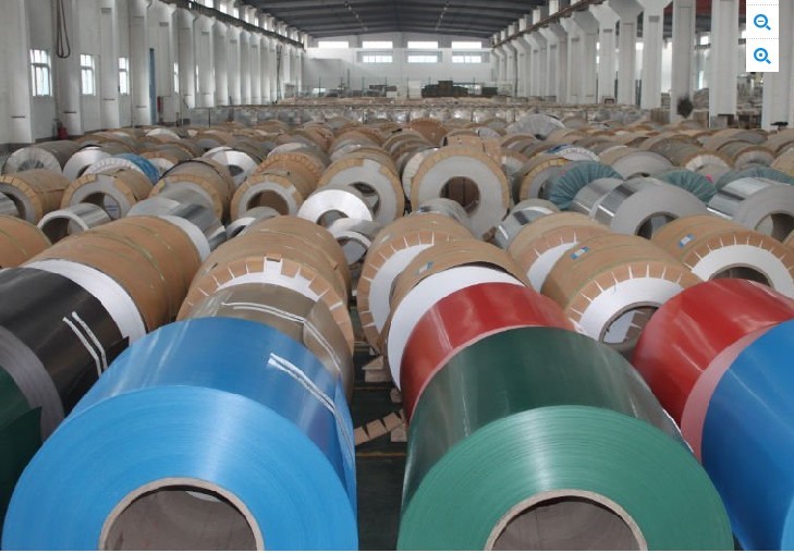 Coils of sheet material in a warehouse